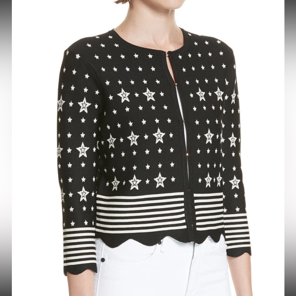 Ted Baker London WMK-DENNISA Star Knit Cardigan Sweater Size 3 (US 8